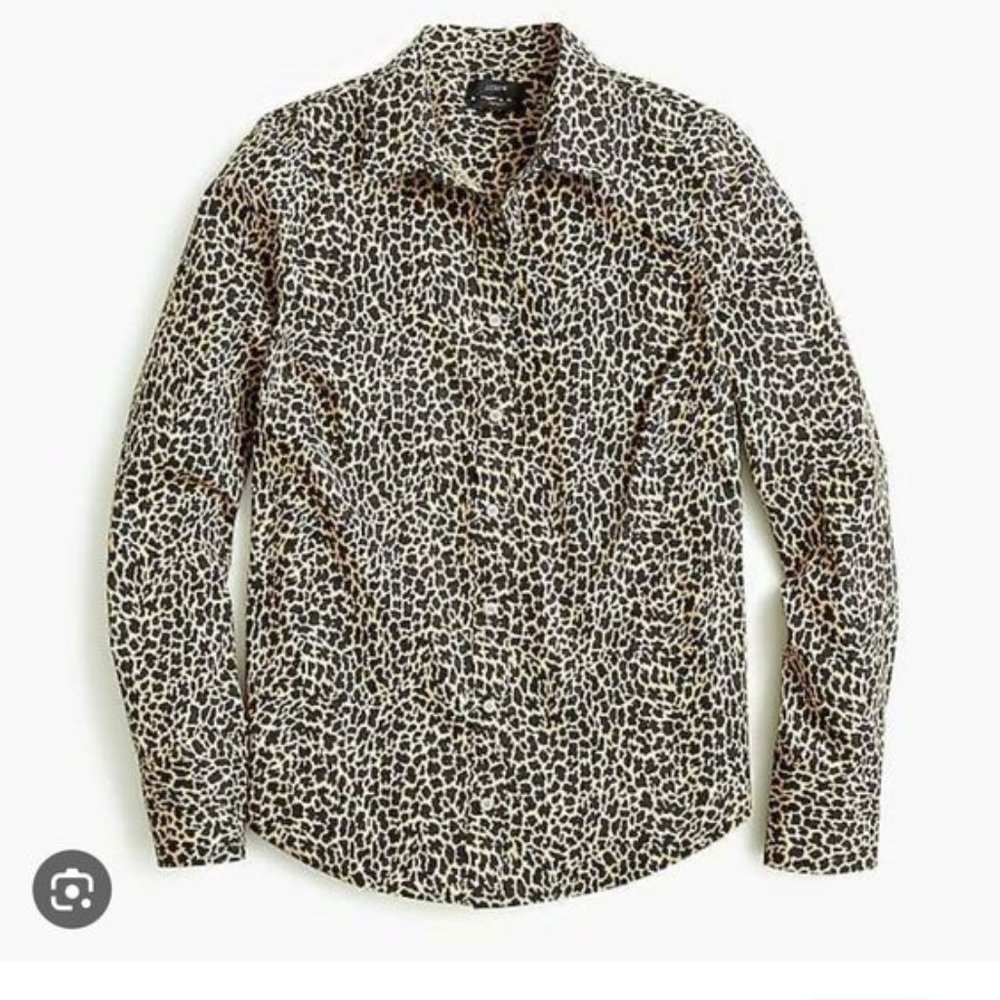 NWT J.Crew Button-Up Leopard Print Shirt in Signature Fit